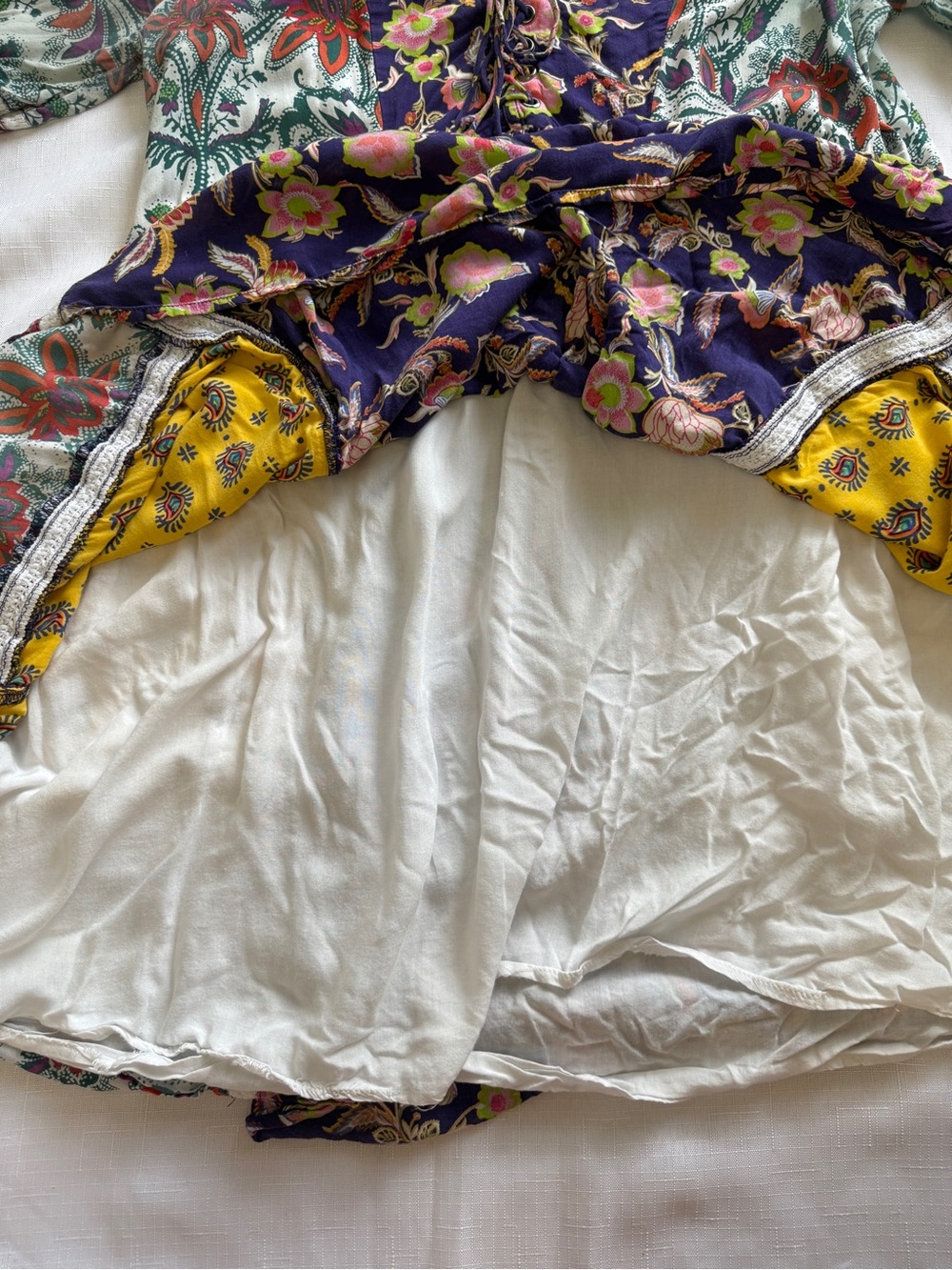 Anthropologie Lilka Patchwork Trapeze Dress Size Medium Boho Floral Rayon - Picture 9 of 10